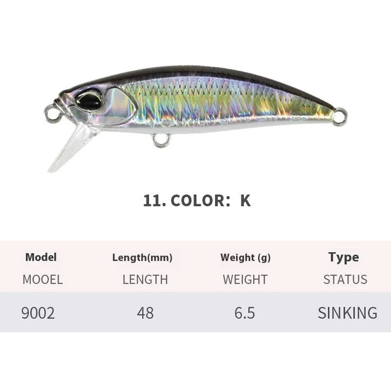 48mm Japanese mino fishing lure for mandarin fish and snakehead in various colours