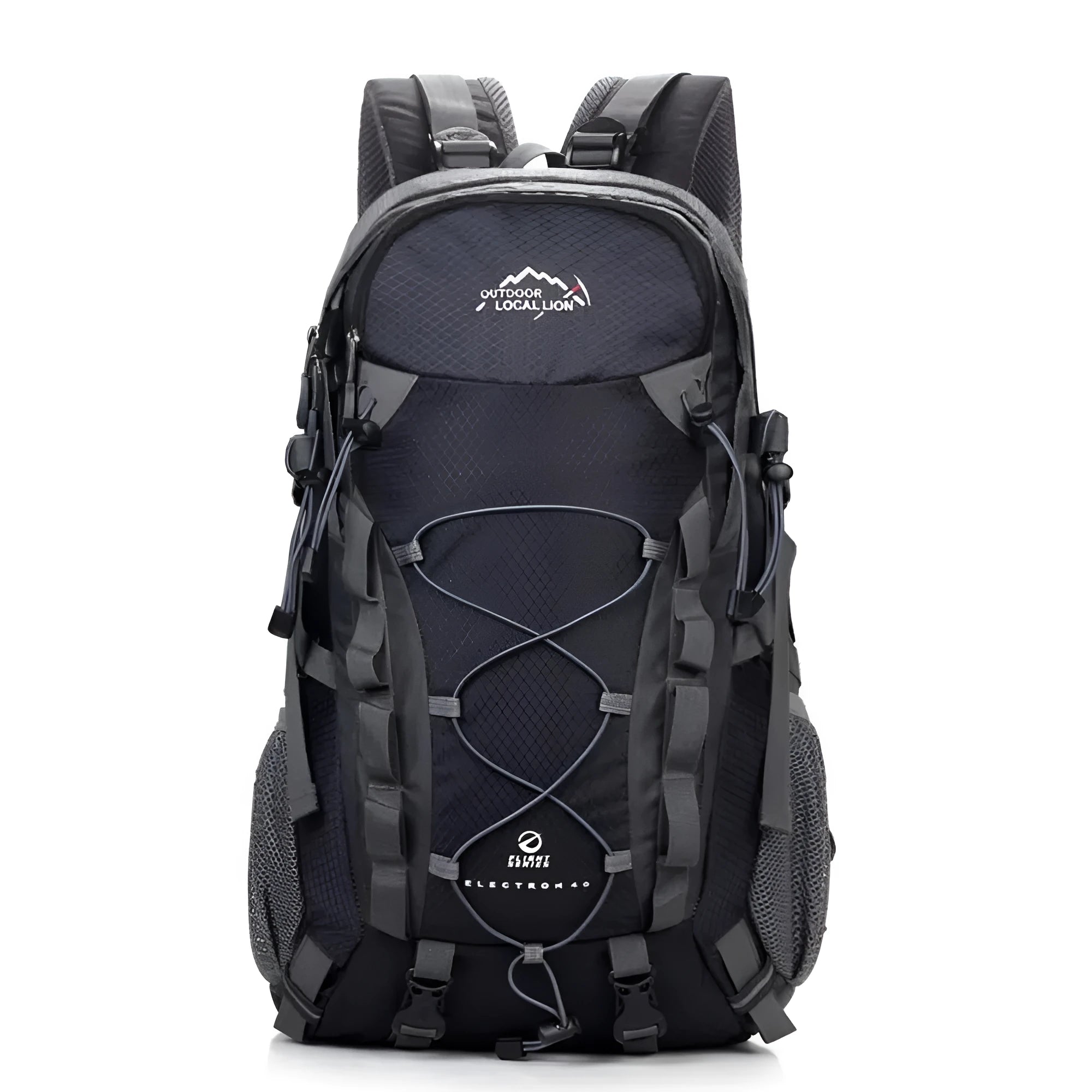 Green polyester outdoor leisure backpack with adjustable straps and main compartment