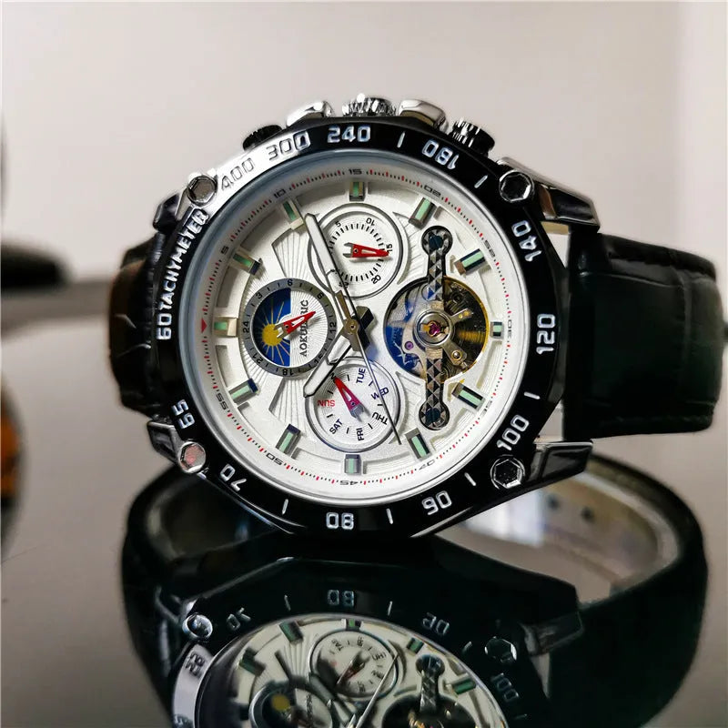 Men's automatic mechanical watch with 12mm thickness case in multiple colour combinations