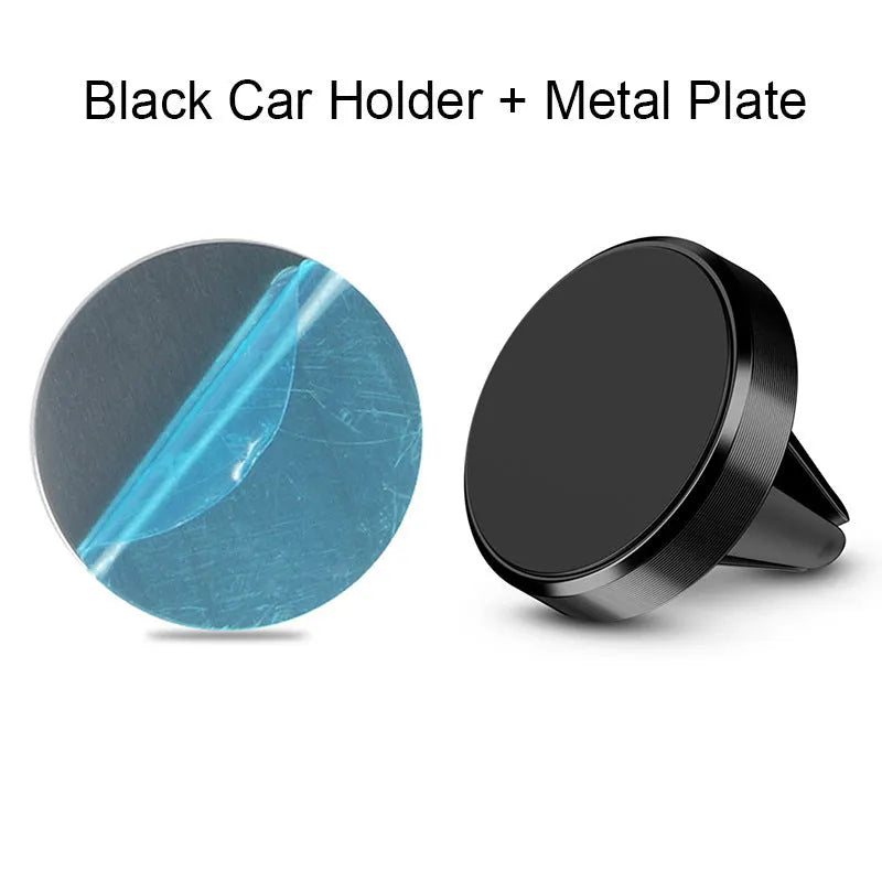 Aluminium alloy magnetic car phone holder in black colour with CD texture surface