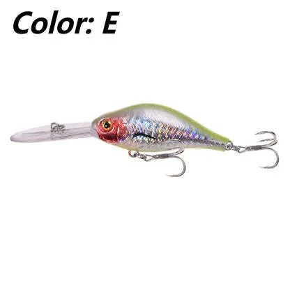 Little Fat Man deep diving minnow fishing lure showing colour options, 10.5cm in length.