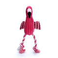Pink animal-shaped plush dog toy with corduroy fabric and internal squeaker for small and large breed dogs