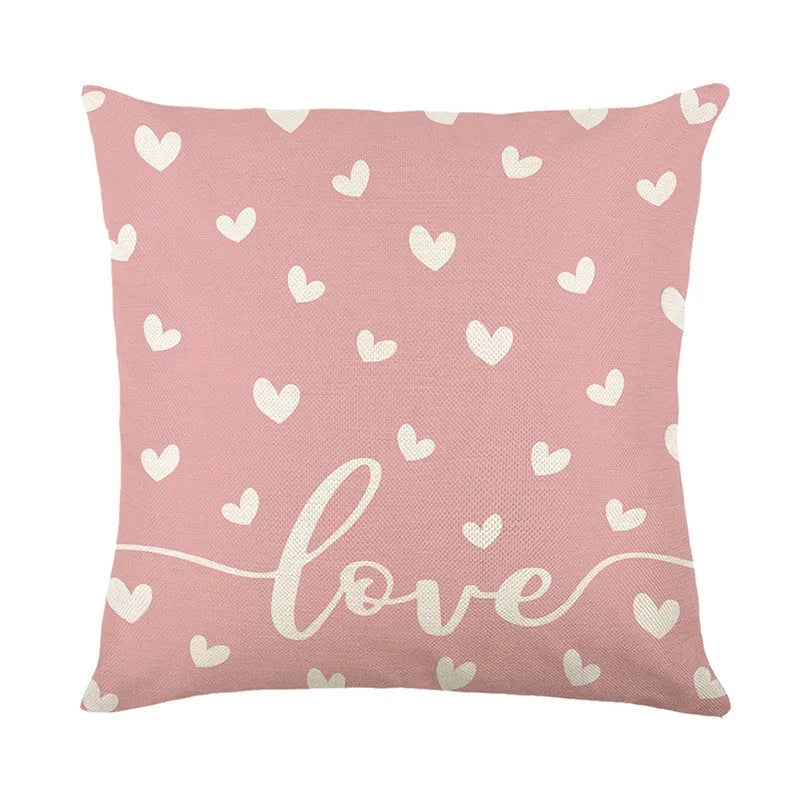 Plaid heart printed Valentine's Day decorative pillow cover measuring 45 by 45 centimetres.