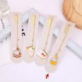 Jane Key Foodie cute pet cat metal bookmark with cartoon pendant in one of four designs, size 3.8cm by 18.3cm.
