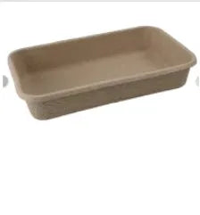 Brown disposable biodegradable cat litter box showing three size options with waterproof liner