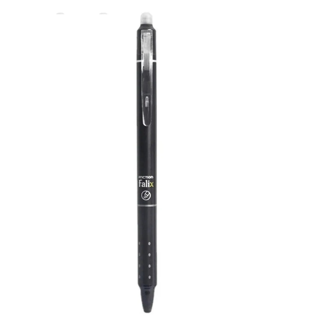 Blue and black erasable gel pens with 0.5mm tips and push-button mechanisms for school use
