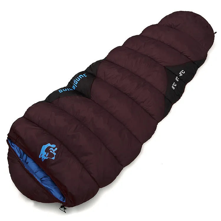 Mummy sleeping bag for camping with compression storage bag in multiple colour options