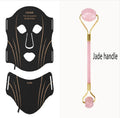 Black and gold hard shell IPL photon facial beauty mask with adjustable headband and touch screen button.