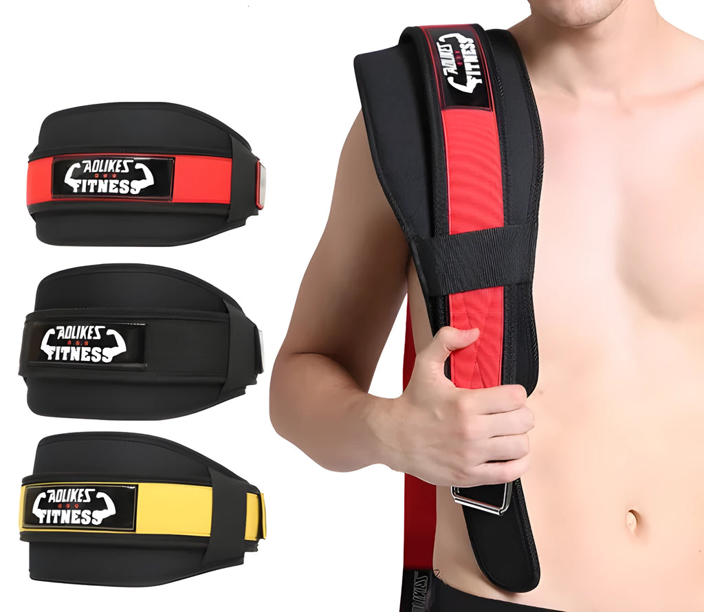 Nylon fitness weightlifting waistband for adults in Black, Red or Yellow colours