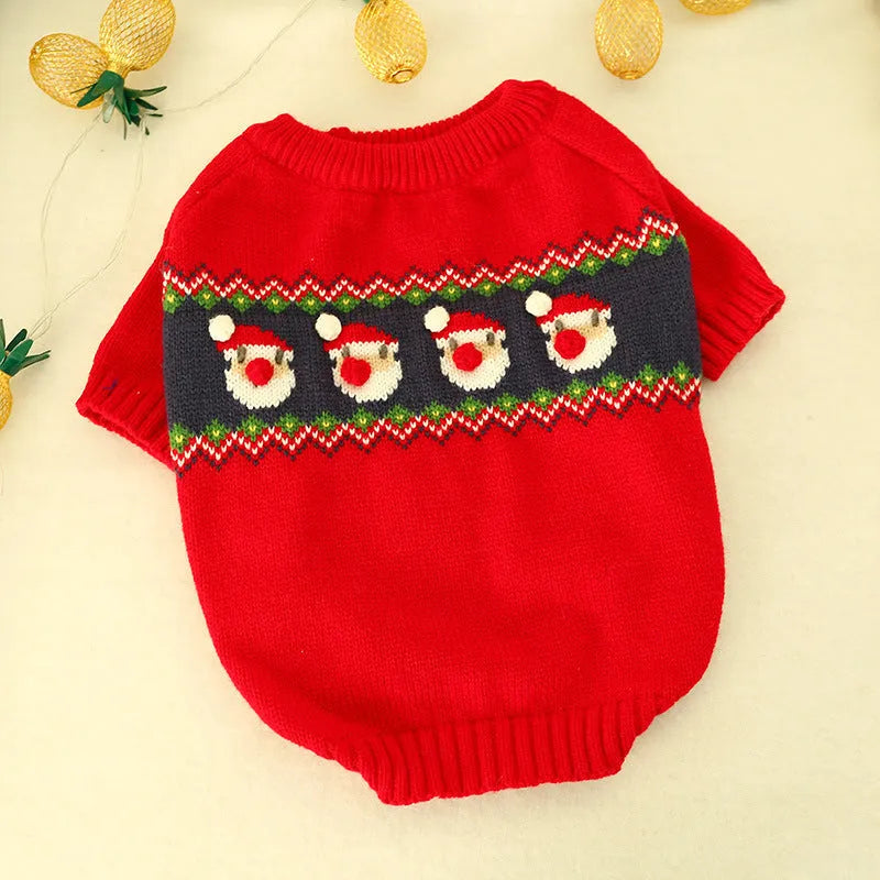 Christmas dog sweater in Santa Claus red colour, polyester casual pullover for pets
