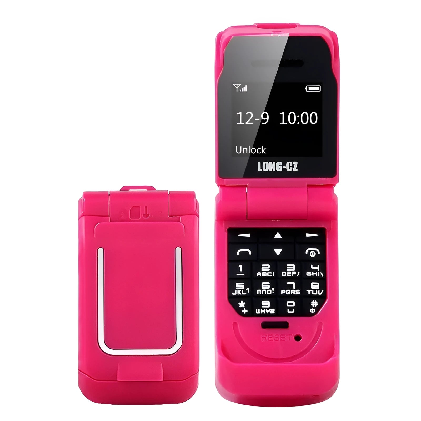 Mini flip phone in six colour options with flip cover design and small screen