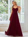 Women's sleeveless A-line long dress with pleated skirt in light green polyester fabric