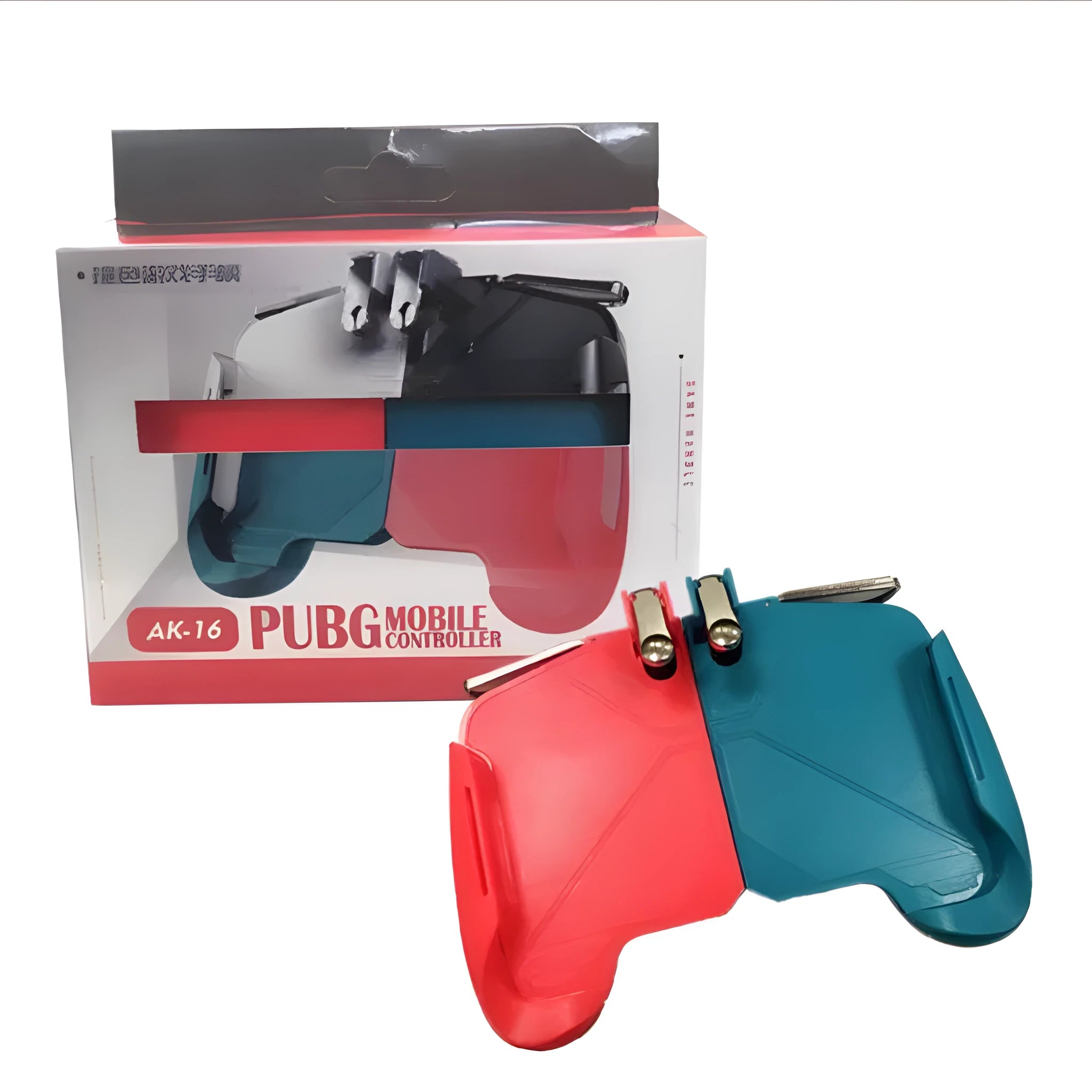 AK16 Colorful adjustable mobile phone game controller with extendable design in black, black white, and red blue colours