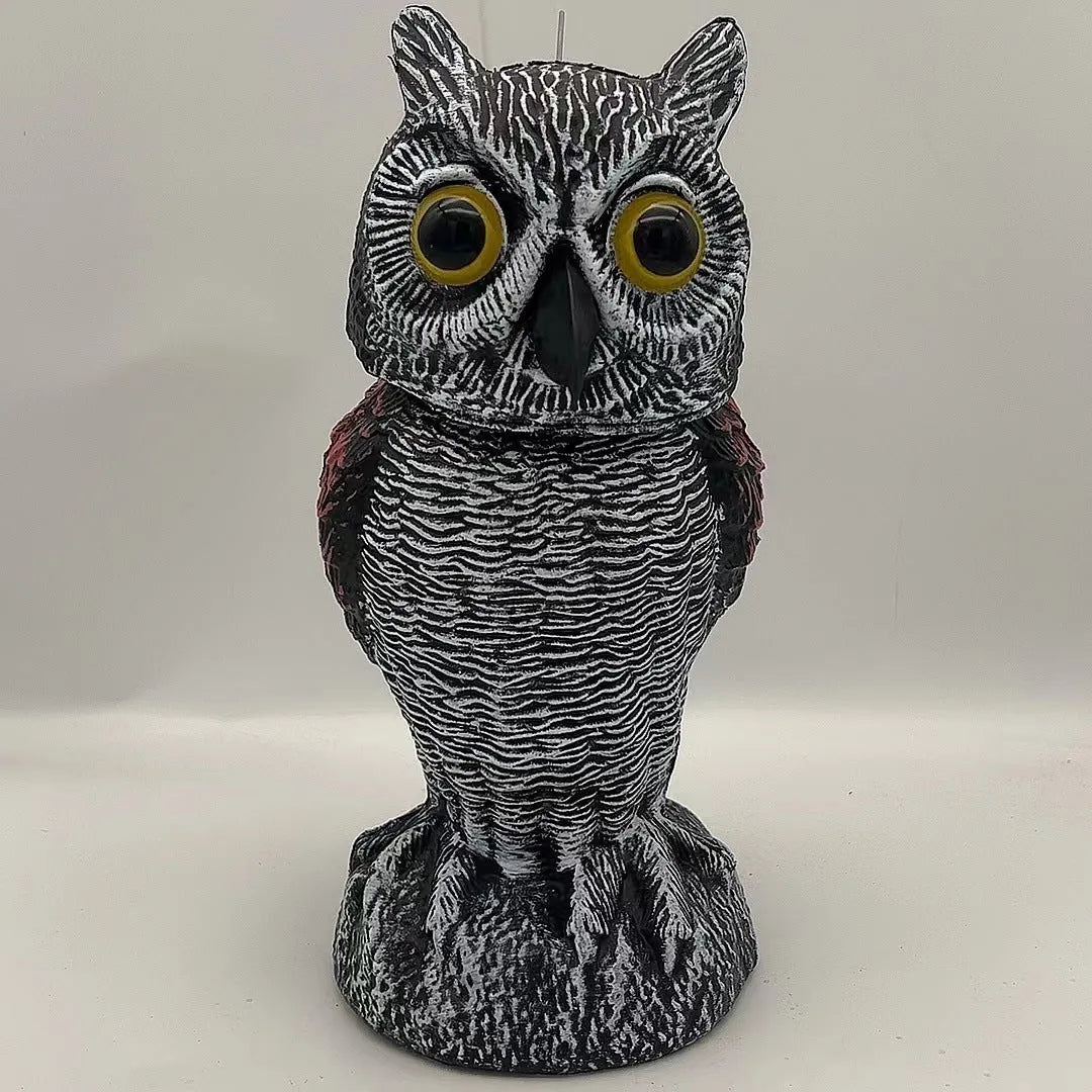 Artificial owl bait ornament with shaking head design for outdoor bird deterrent