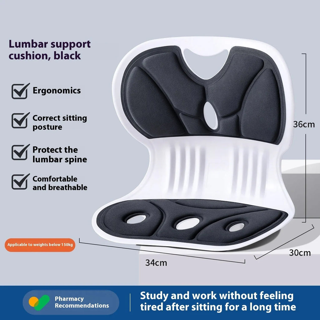 Japanese style waist support cushion in grey solid colour with lumbar contour design