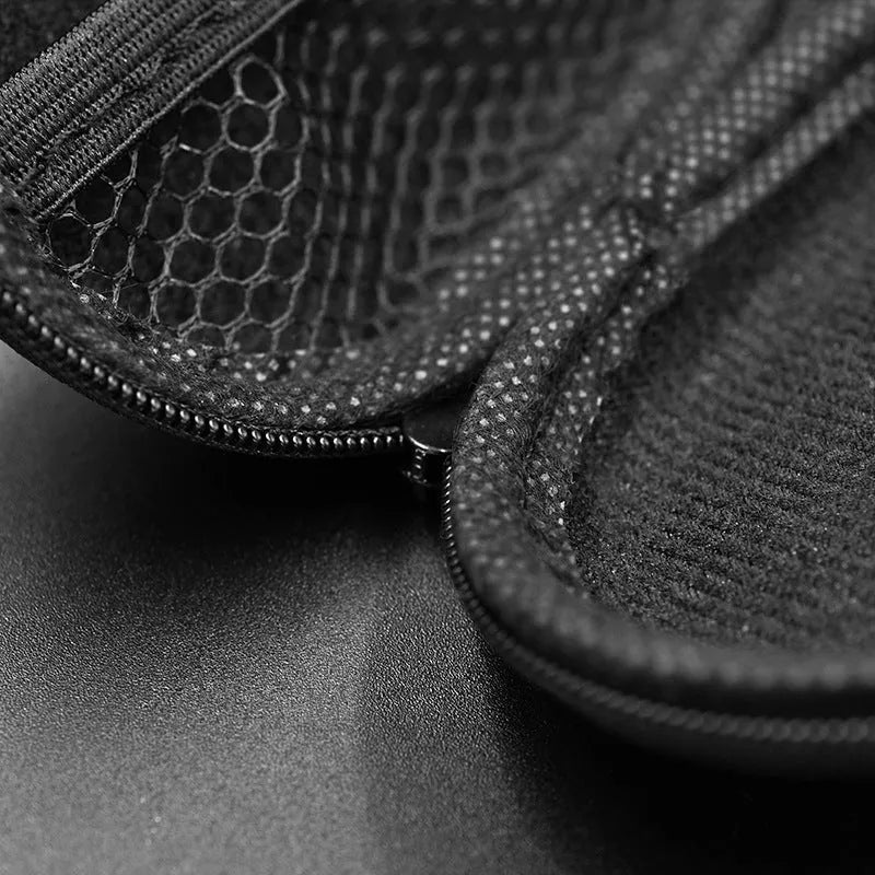 Black oval leather earphone storage bag with compartments for EDX PRO and ZEX PRO models