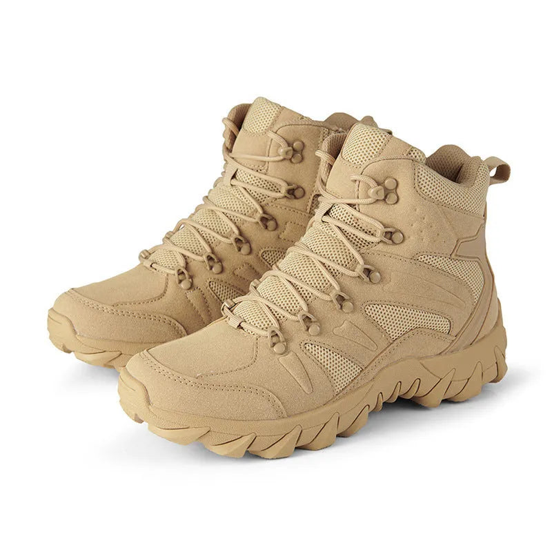 Men's training combat boots outdoor hiking shoes in 702 army green colour, PU fabric construction