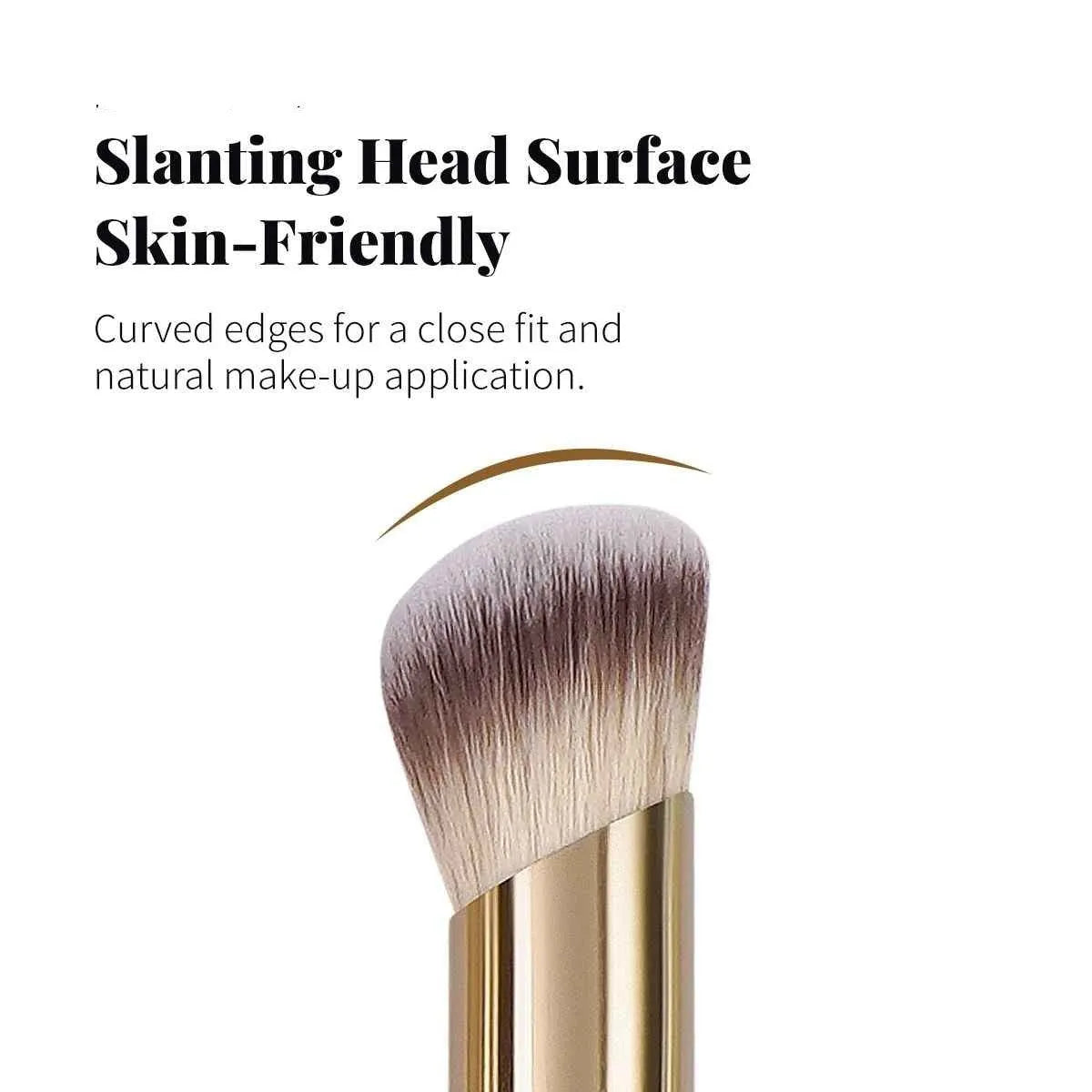 MAANGE set of five angled apricot-coloured makeup brushes with synthetic bristles for blush and contouring.