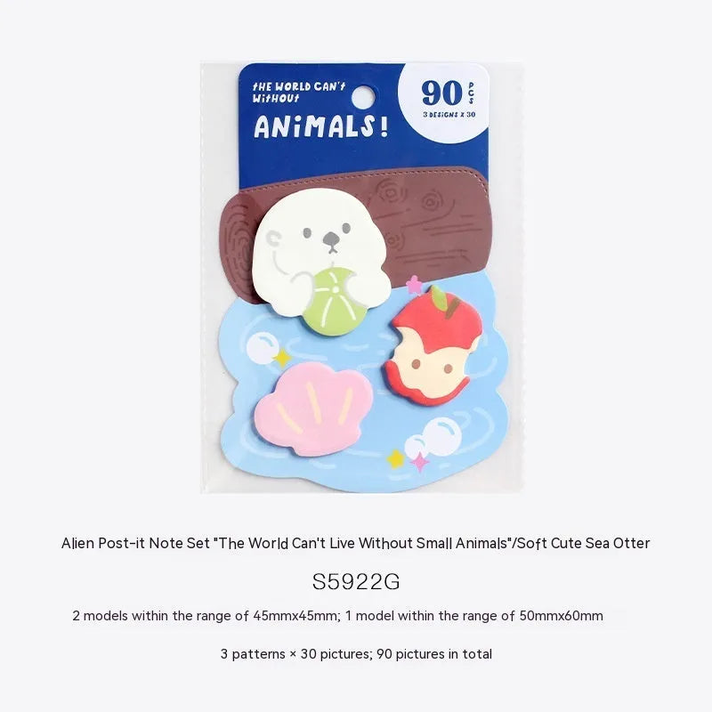 Animal shaped sticky note set with 90 pages in six colour variations
