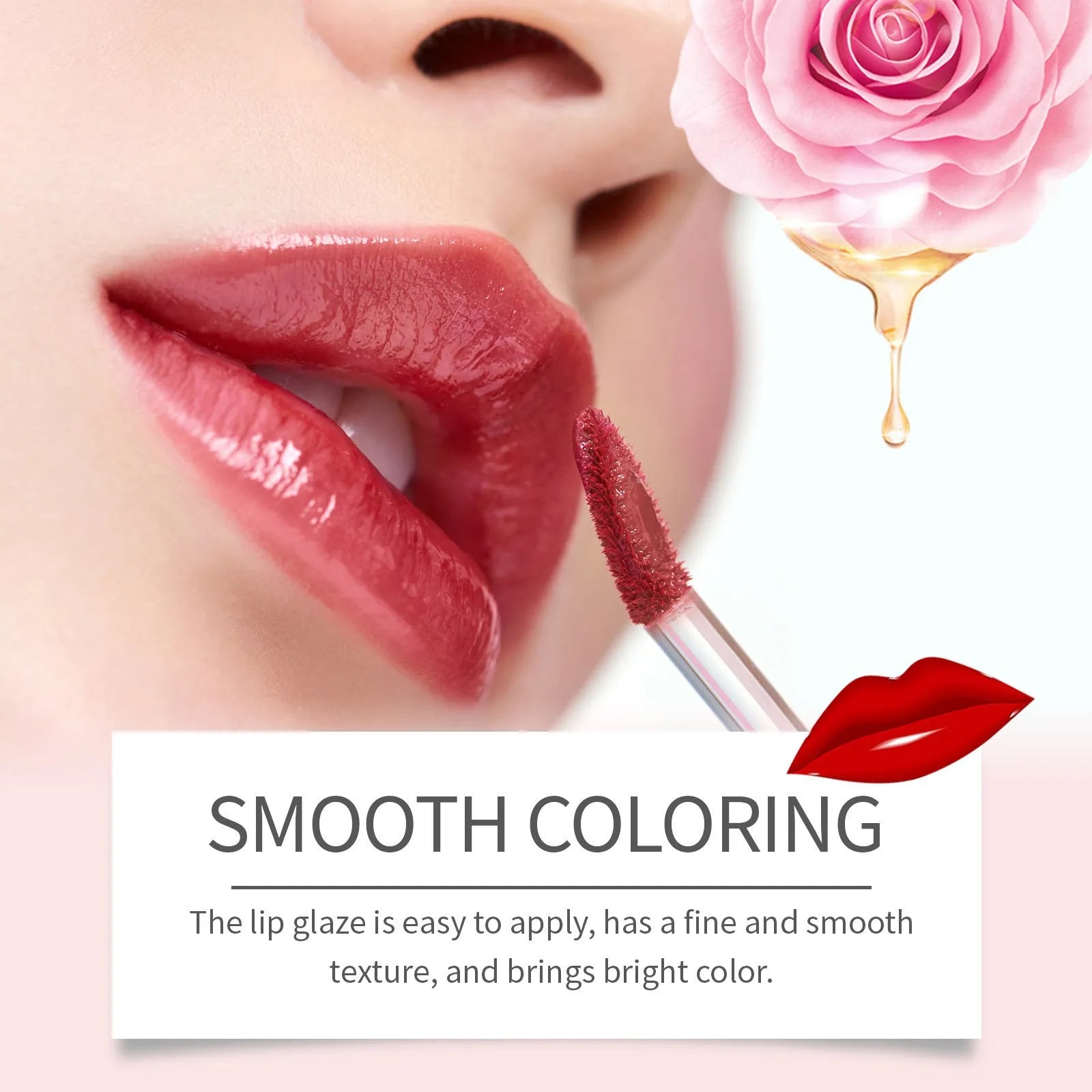 Double-headed lip liner and lip lacquer pen lipstick in choice of three colours.
