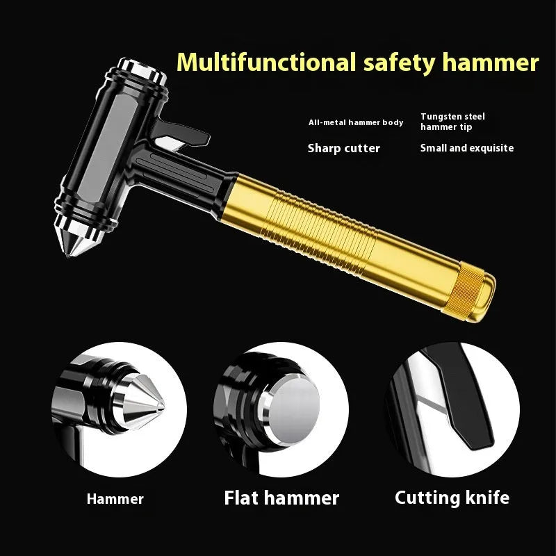 ST-7100 car safety hammer made of 45# carbon steel in silver white and black gold with 17cm length