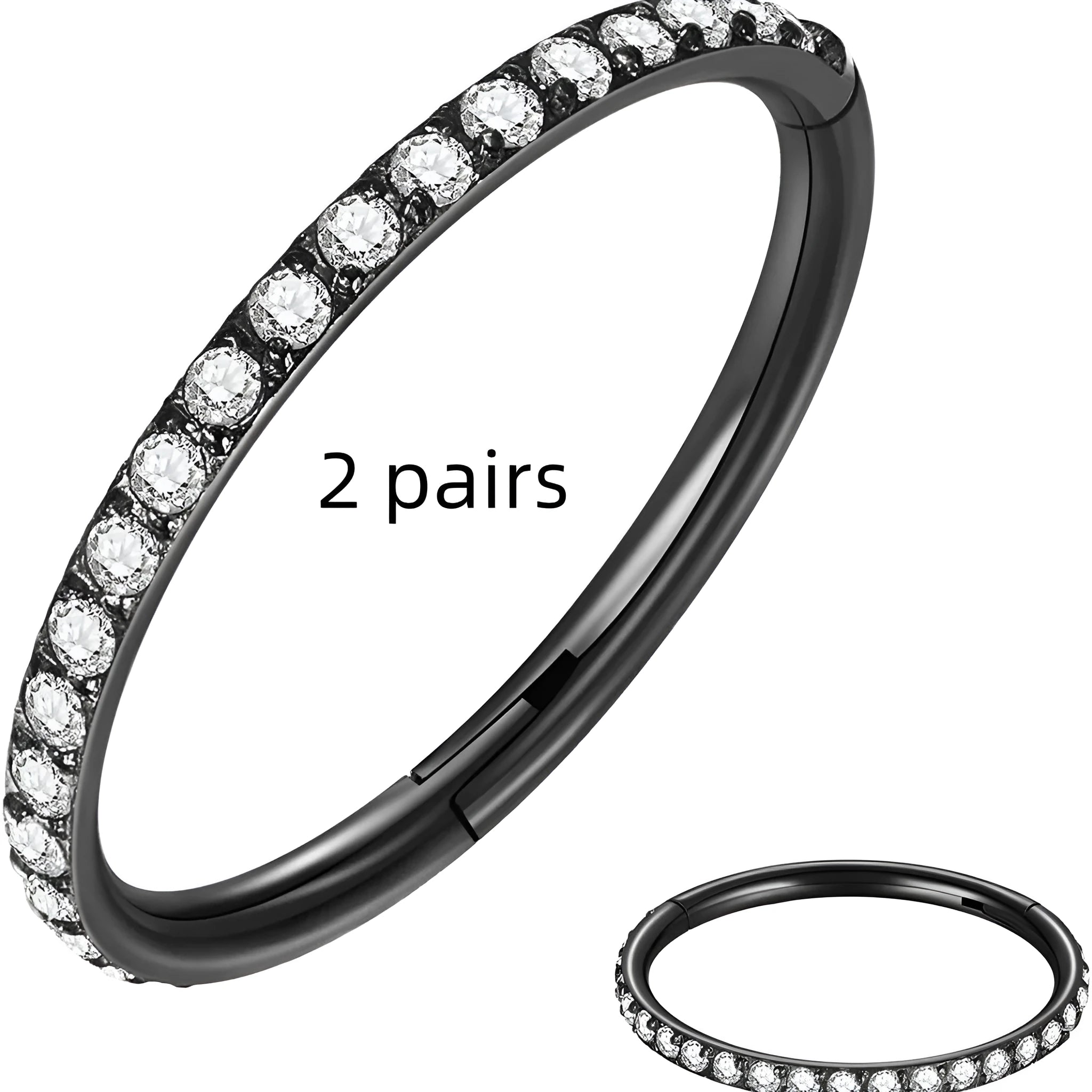 Stainless steel seamless nose ring jewellery showing colour options including gold, rose gold and black finishes