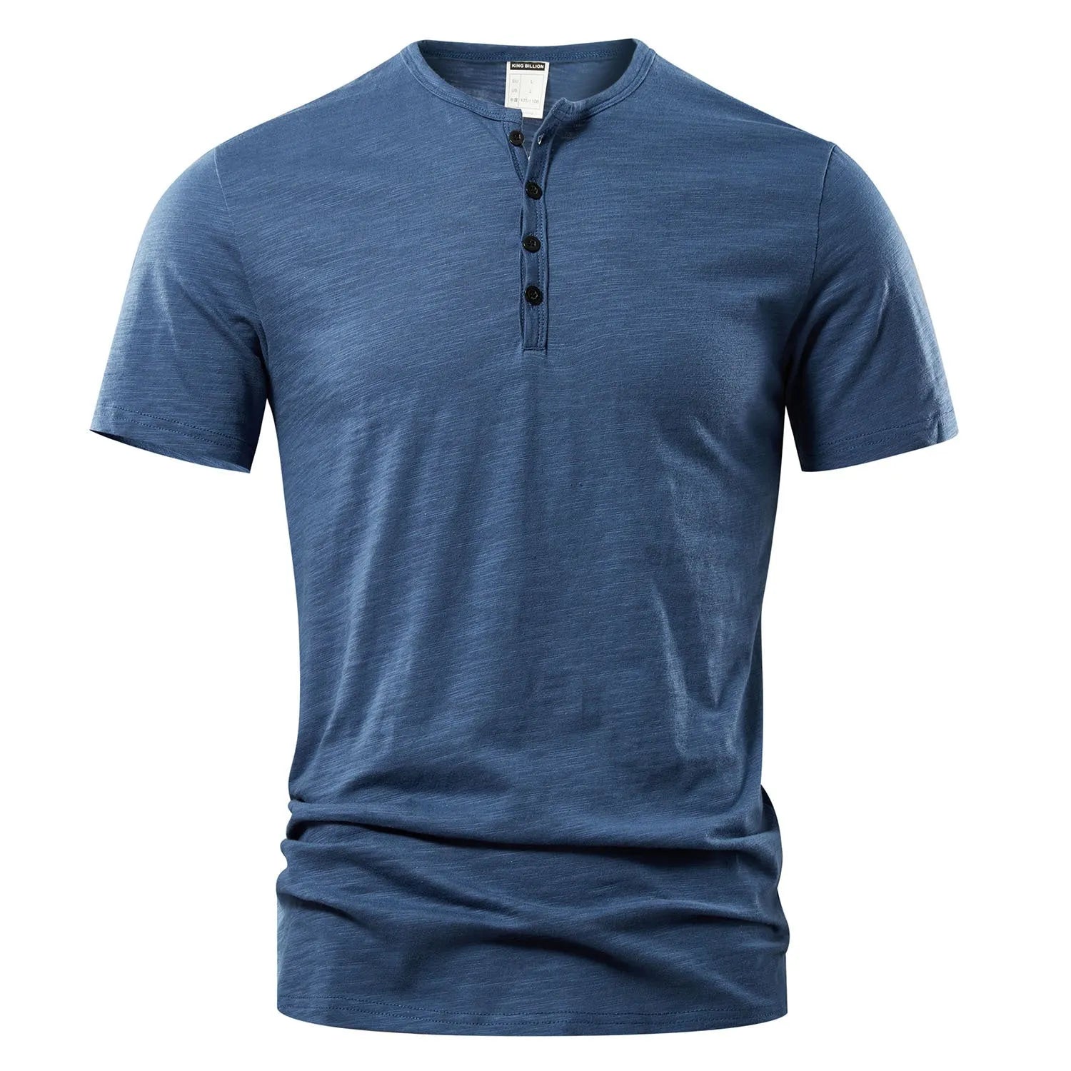 Men's slub cotton short sleeve T-shirt in solid colour with British style casual design
