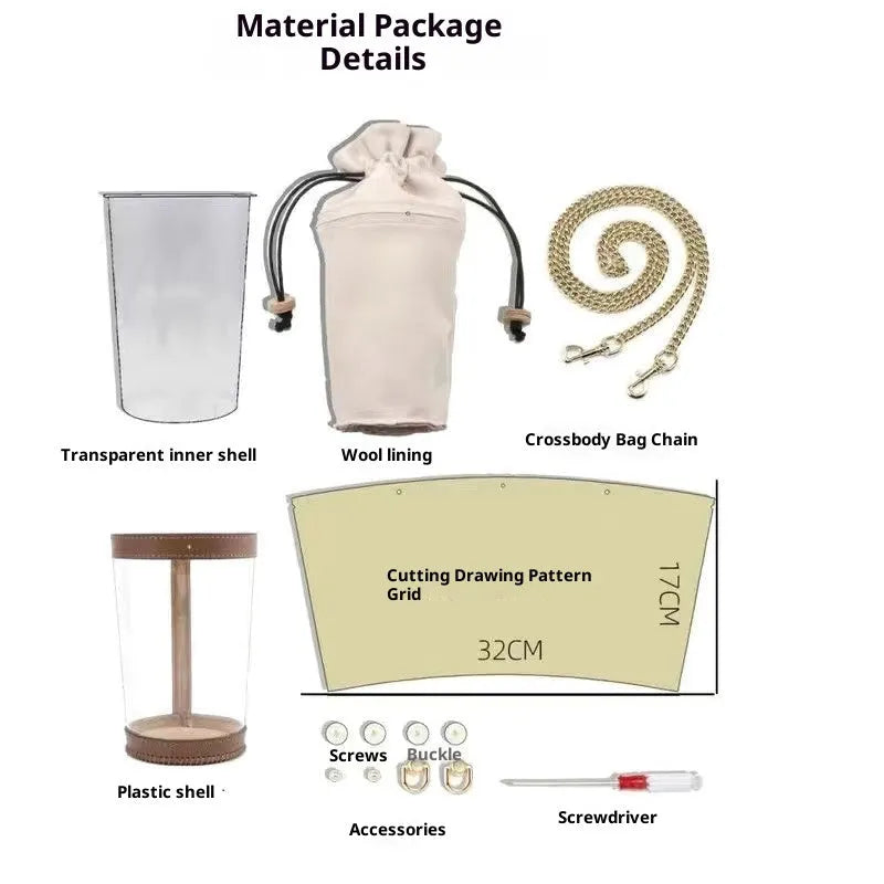 Set of three brown PVC bucket bags with chain crossbody straps, displayed together showing Brown 1, Brown 2, and Brown 3 shades.