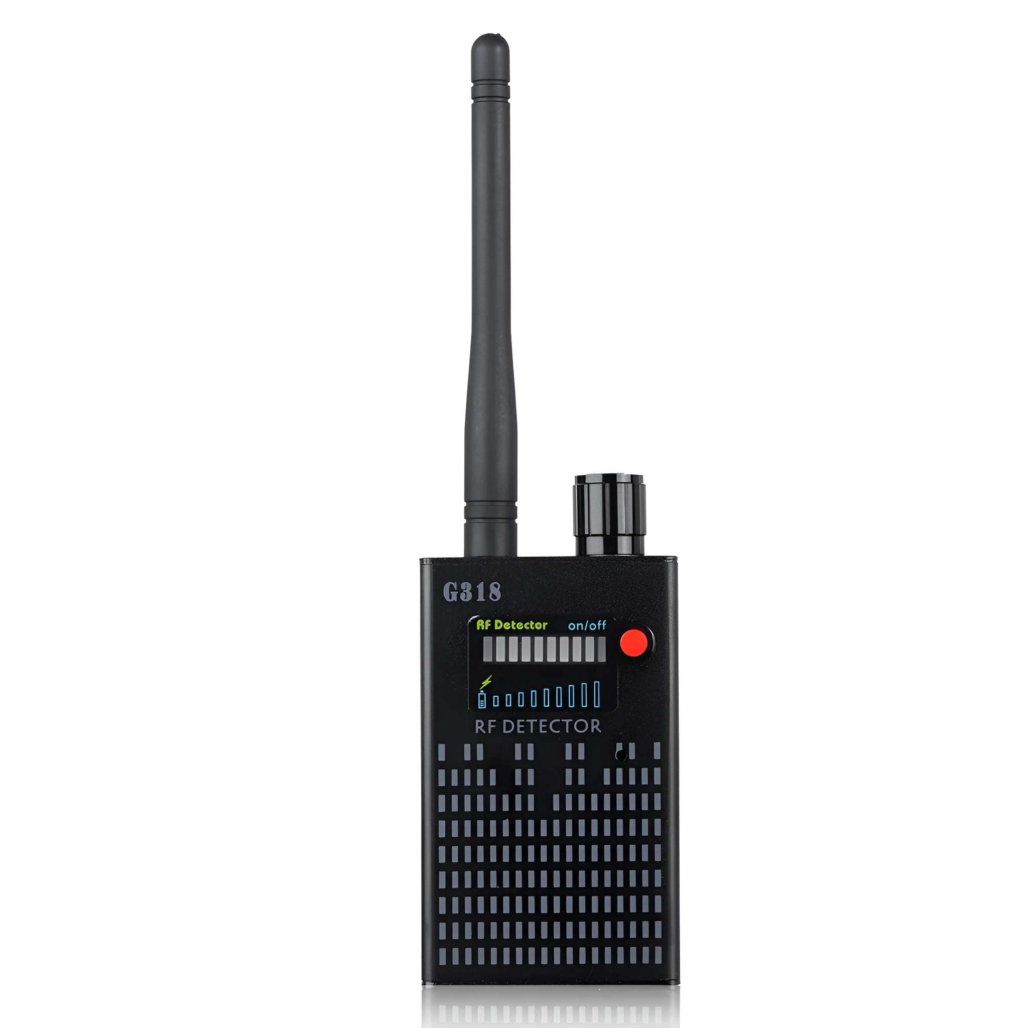 Black G318 hidden camera detector with aluminium alloy body for security checks in public spaces