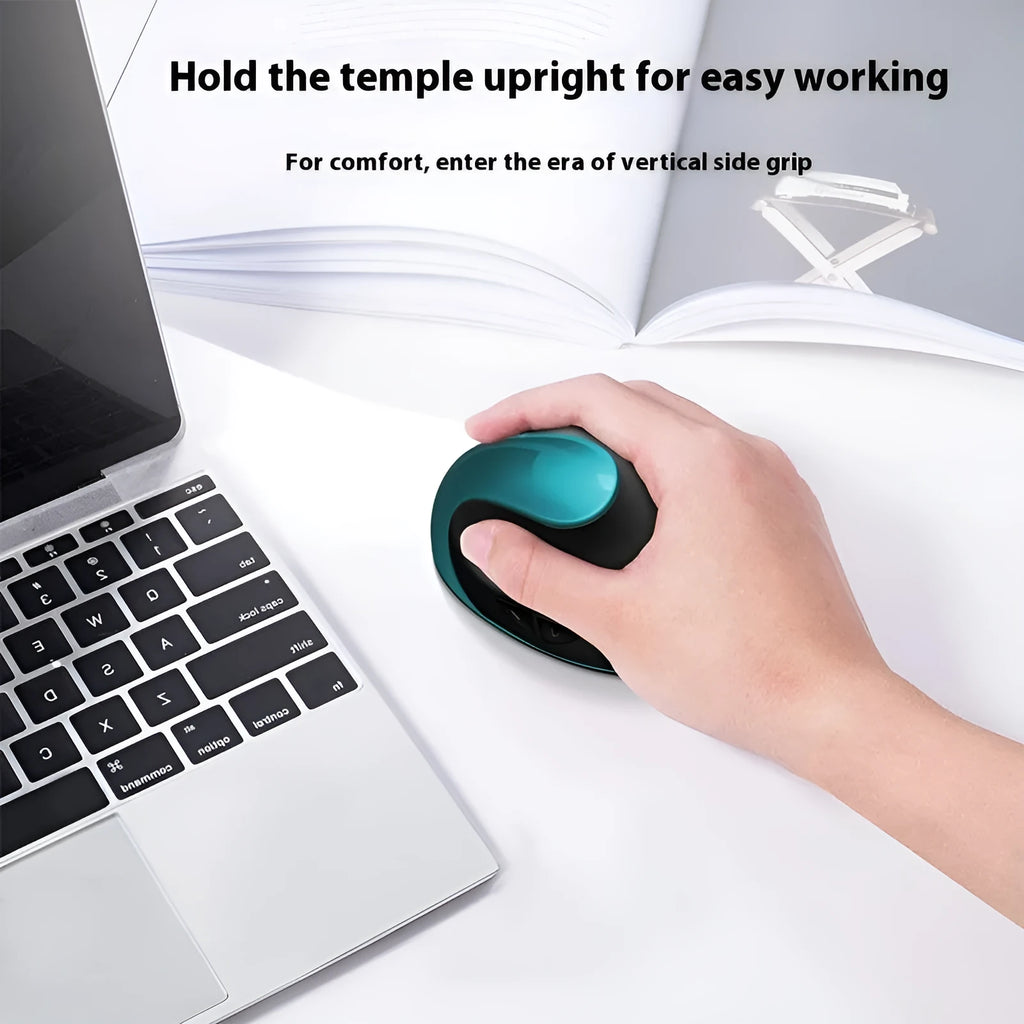 Vertical ergonomic wireless mouse in multiple colour options showing compact 103x60x73mm dimensions