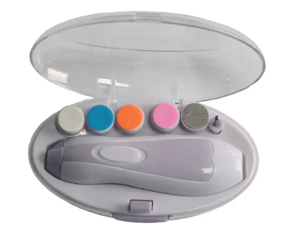 Ultra-quiet baby electric nail polisher manicure kit with night light in assorted colours.