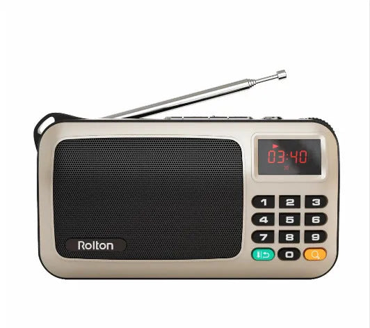 Golden Rolton W405 portable FM radio and MP3 speaker with LED display and carry strap