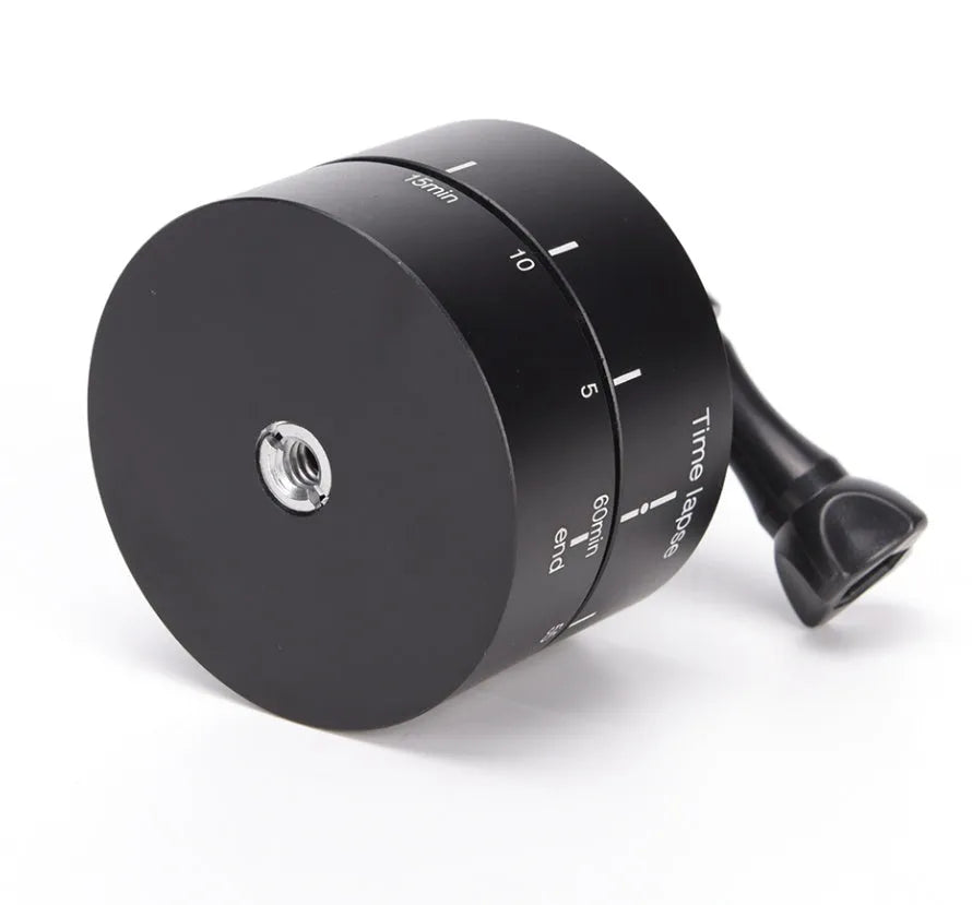 360-degree auto rotate camera tripod head base compatible with GoPro, SLR, and iPhone.