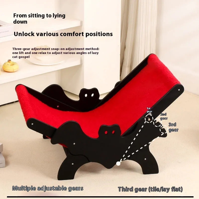 MW-054 wooden cat recliner bed with black and red halloween cage design