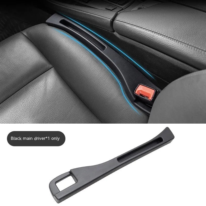 Black plastic car seat gap storage box with handle for organising driving essentials