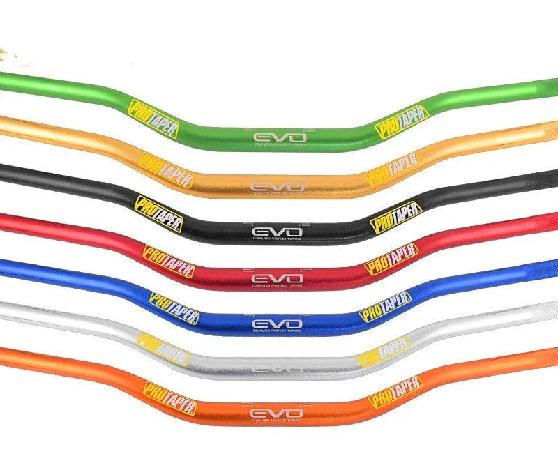 Orange aluminium motorcycle handlebar with 28mm diameter, 80cm width and 10cm rise