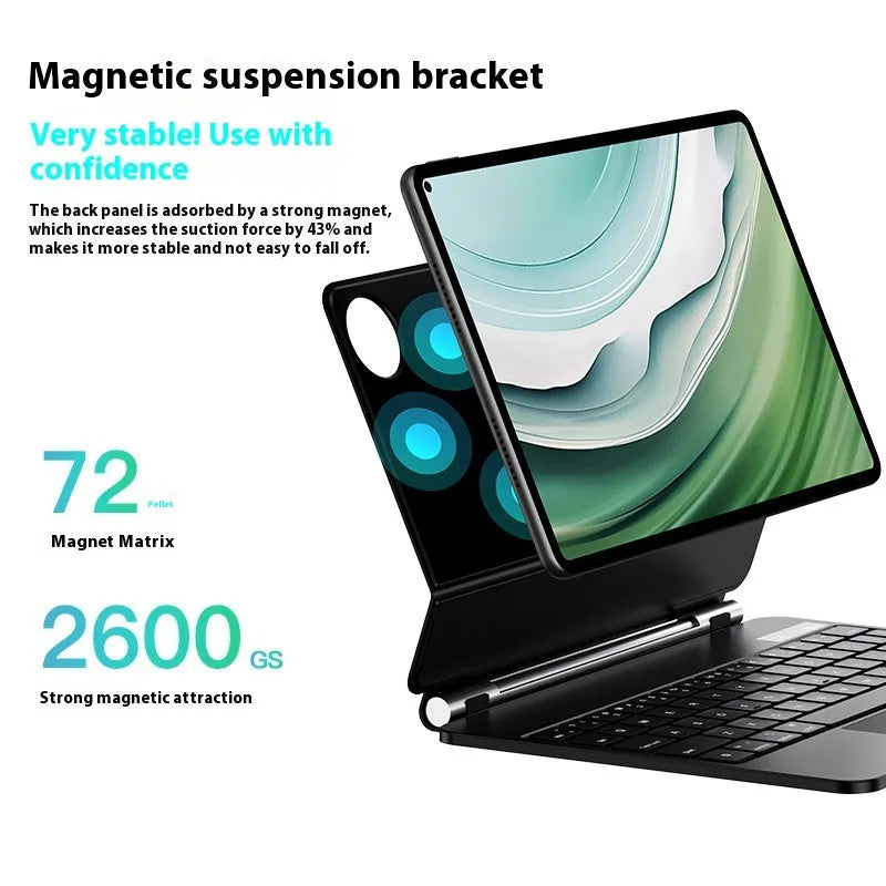 Huawei MatePad magnetic keyboard cover with wireless Bluetooth connectivity and PU leather protection
