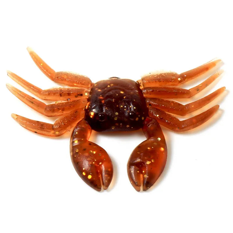 PVC crab fishing lure in brown and red colour options measuring 8cm for bottom-feeding fish