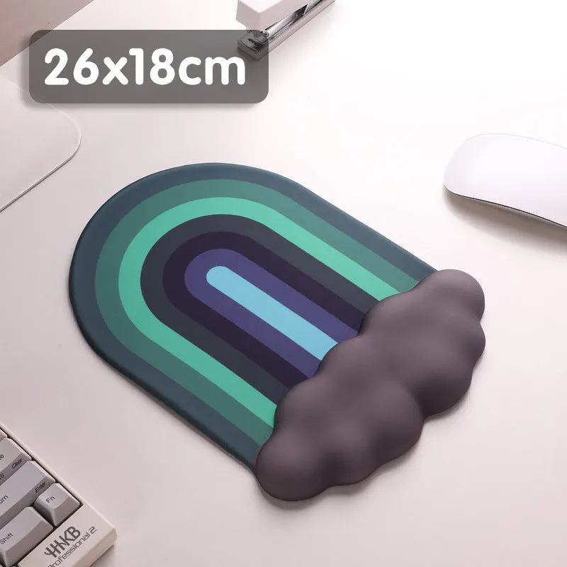 Silica gel wrist support mouse pad and keyboard stand in pastoral cloud design on computer desk