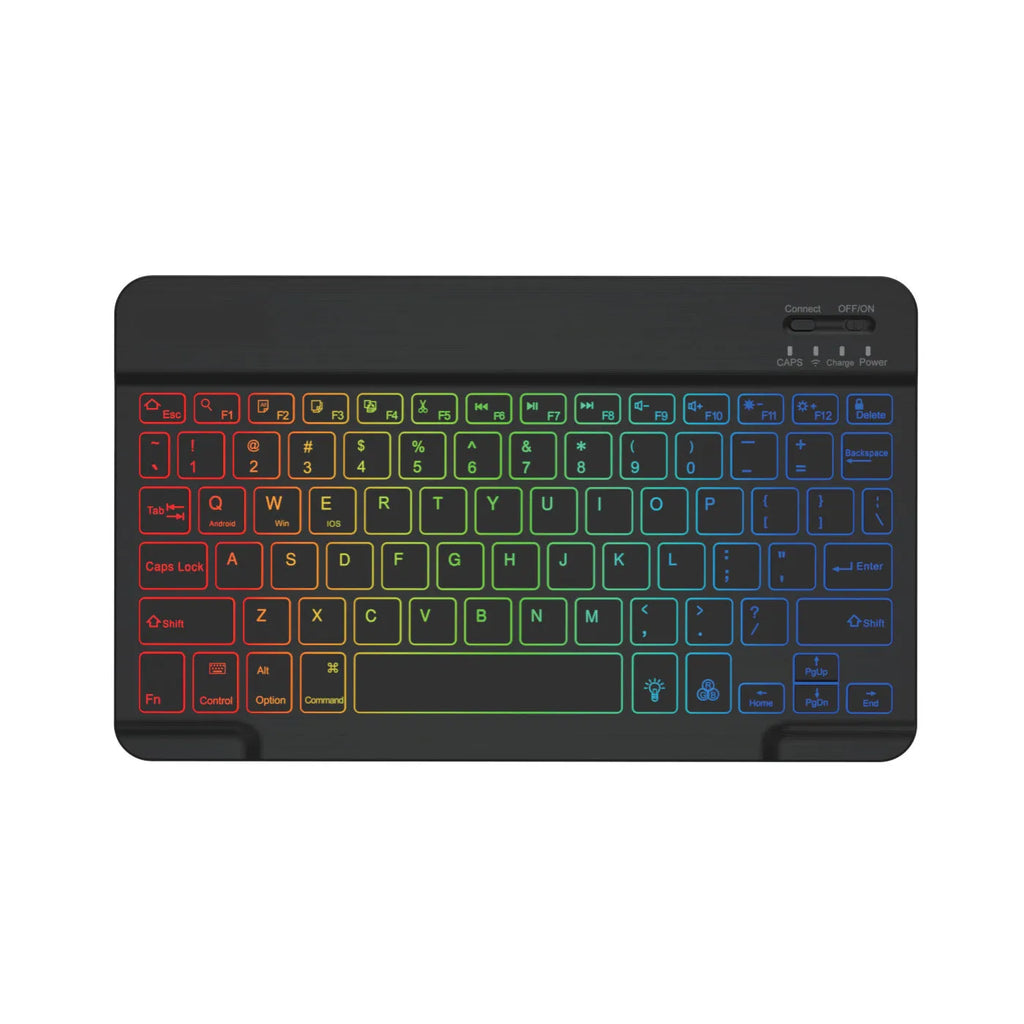 10-inch Bluetooth backlit keyboard with colourful LED lighting for tablet typing
