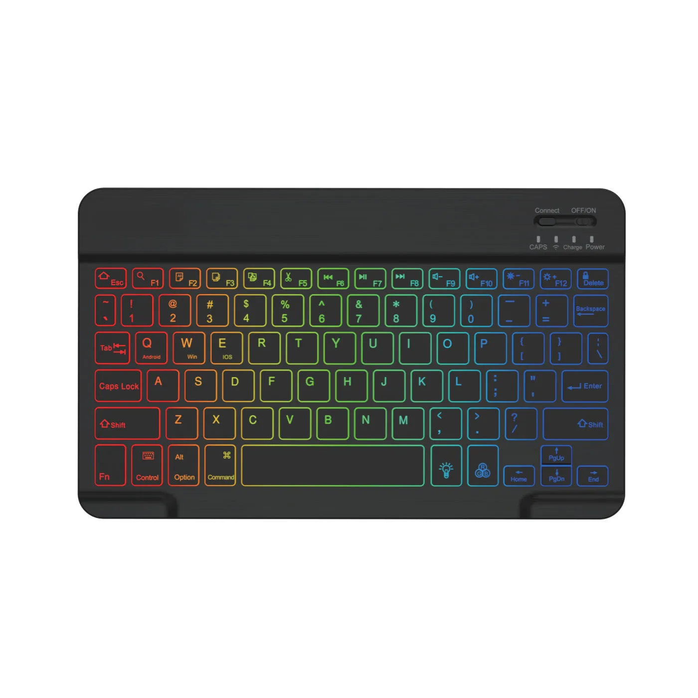 10-inch Bluetooth backlit keyboard with colourful LED lighting for tablet typing