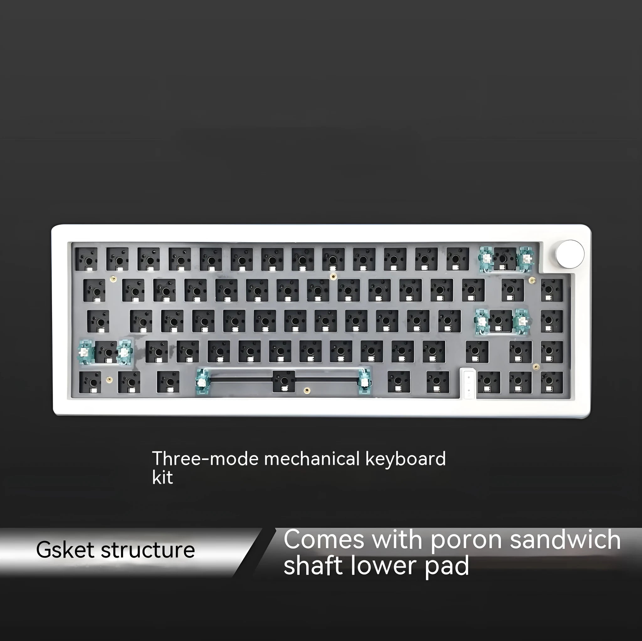 DIY hot-swappable RGB backlit mechanical keyboard kit in multiple colours with USB cable