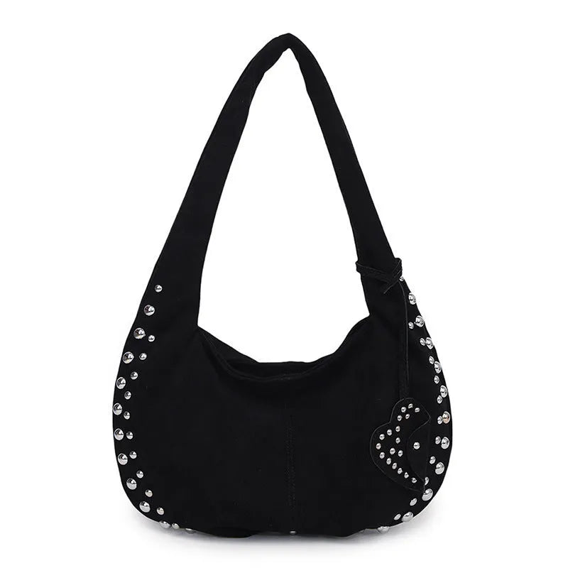 Soft plush women's tote handbag in retro style, carried underarm.