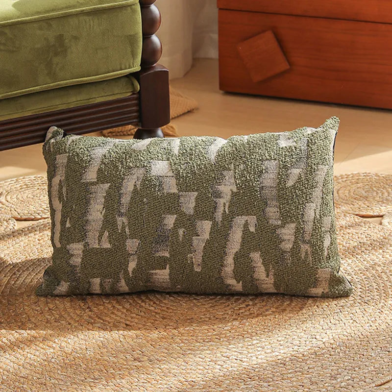 Square jacquard cushion cover with detailed plant and flower pattern in Nordic retro style.