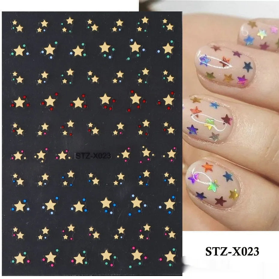 Black and silver strip cartoon nail art stickers on plastic patch