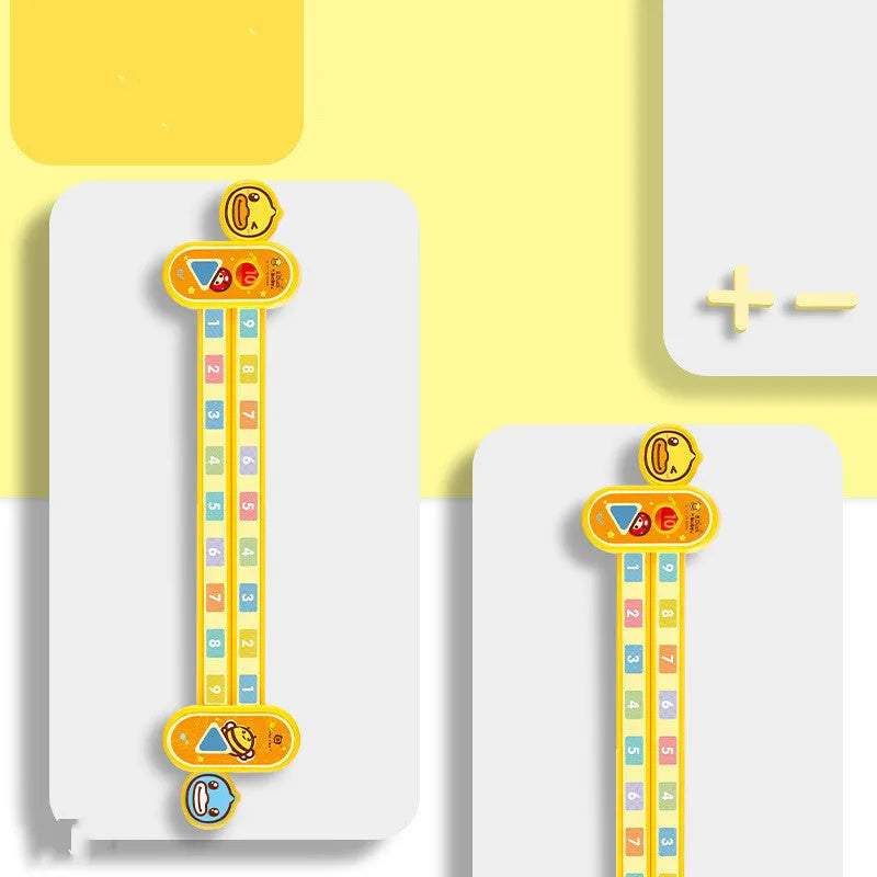Yellow plastic educational ruler showing number decomposition for children's maths learning