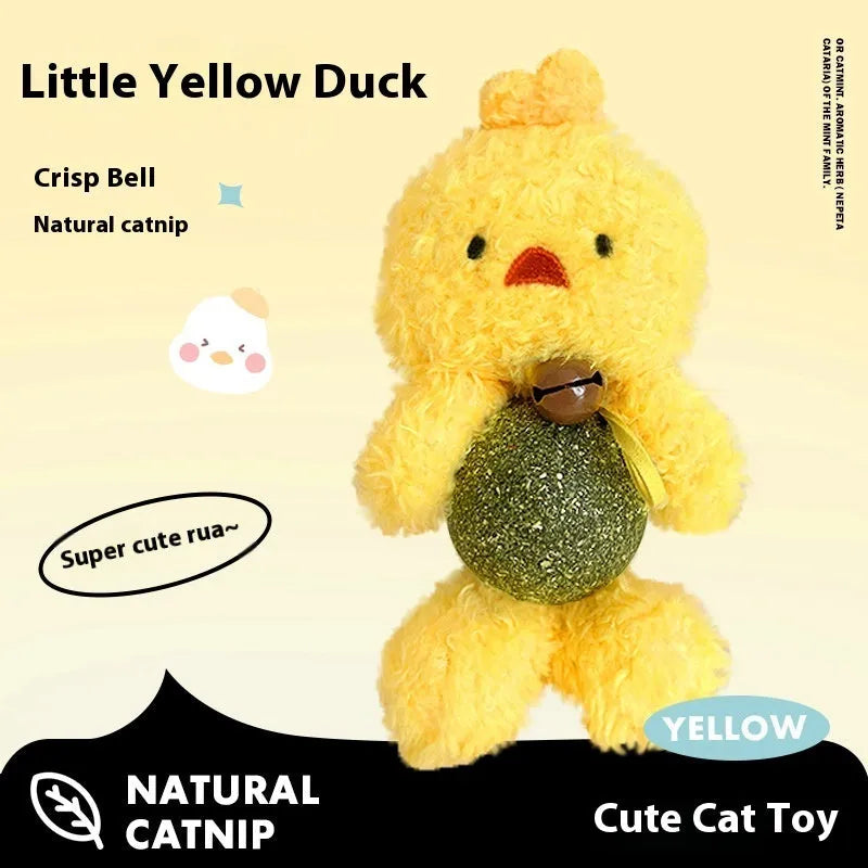 Plush catnip toy with animal doll, mint ball, and bell for cats
