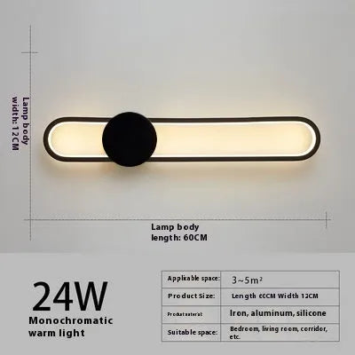 Round modern minimalist wall lamp with iron shade and warm LED light