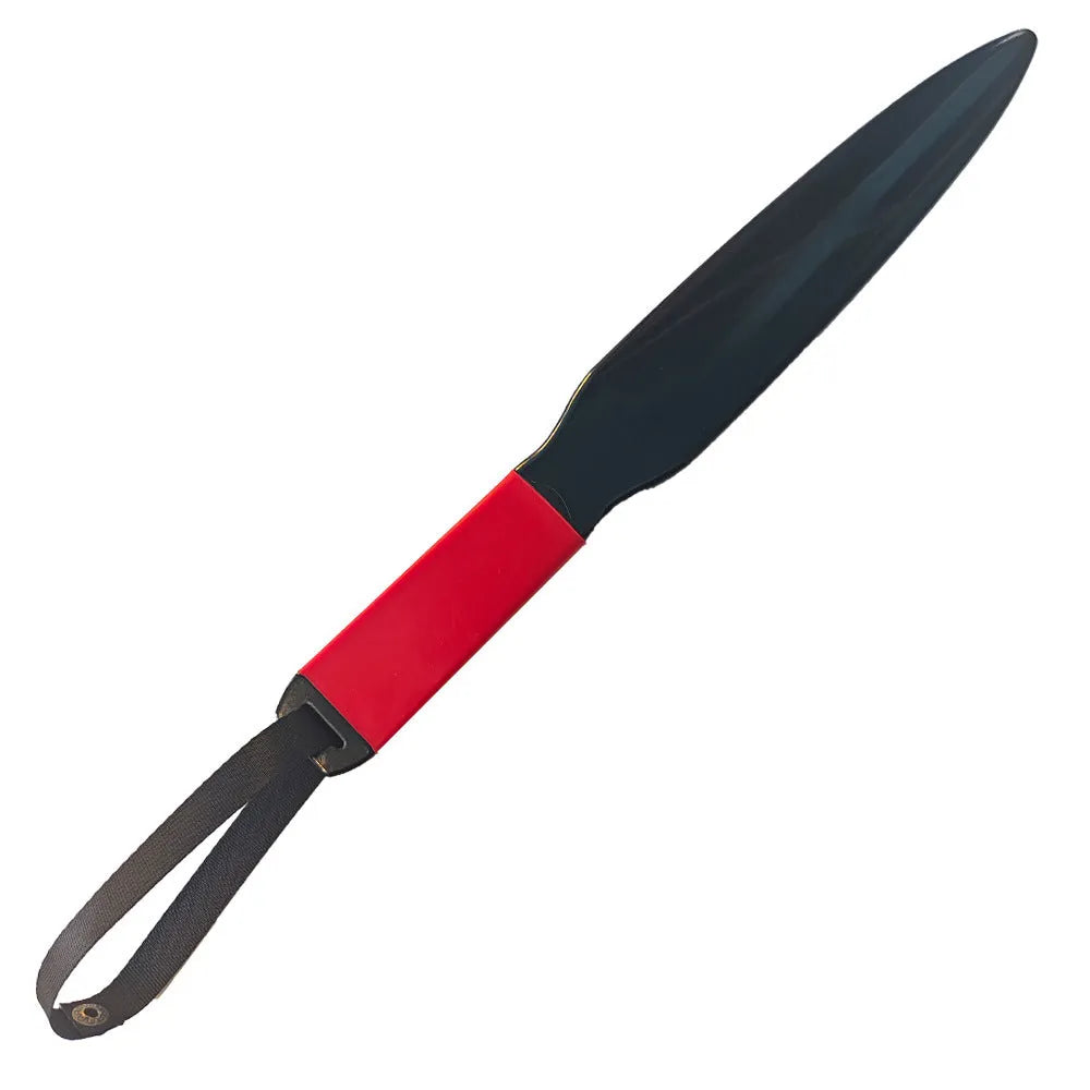 Blue handled nylon dog break stick for training, shown with measurement scale indicating 35 cm length