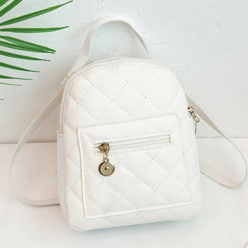 Hard square Korean style embroidered backpack for girls in black, pink, or white.